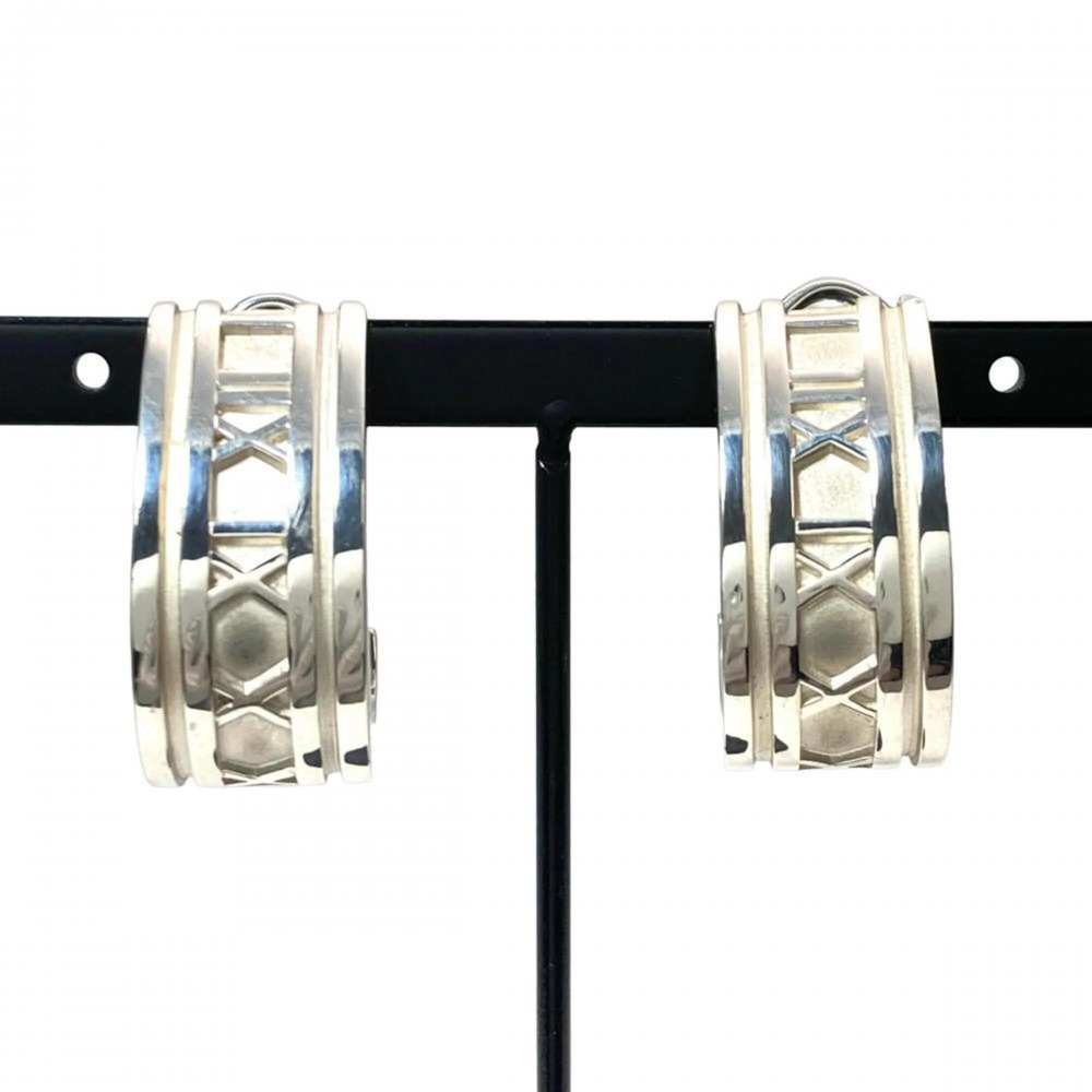 Tiffany & Co. Atlas Hoop Earrings, SV925, 19.2g, Silver, Men's Women's.
